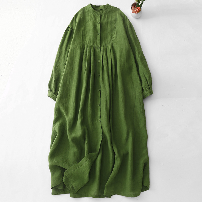Dark Green Linen Long-Sleeved Dress Women's Early Autumn New Style Artistic Temperament Loose Robe Dress| Alibaba.com Dark Green Linen Long-Sleeved Dress Women's Early Autumn New Style Artistic Temperament Loose Robe Dress| Alibaba.com