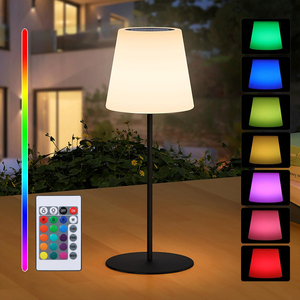 Ngoài trời không thấm nước Dimmable ấm trắng RGB xách tay ánh sáng ban đêm không dây sạc năng lượng mặt trời đèn bàn - Product Image 1