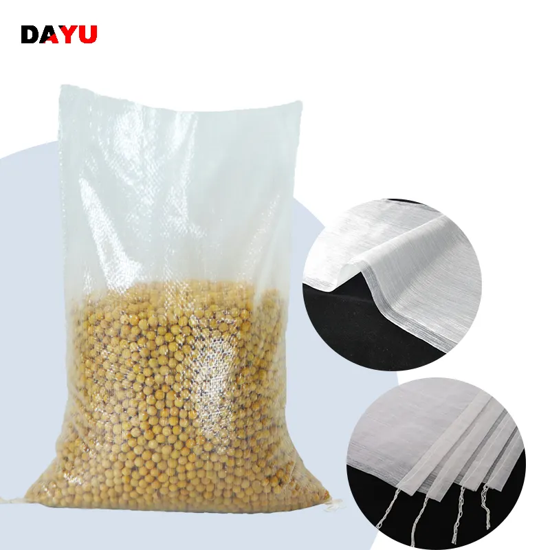 Chine sac transparent tissé en polypropylène sac 25KG 50KG sac alimentaire sac de riz
