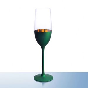 แก้วไวน์แดงแบบไม่มีก้านเคลือบสีเขียวแชมเปญ - Product Image 3