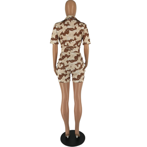 Camisa de manga corta de camuflaje informal, pantalones cortos, conjunto de dos piezas, camiseta sin mangas + pantalón corto de motorista, chándal a juego, ropa de calle - Product Image 3