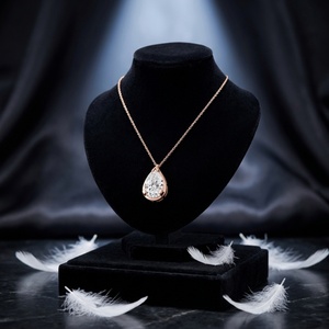 Factory Price Lab Grown Diamond Solitaire Pendant <b>Necklace</b> 14K Solid Gold Pear Cut Fine Jewelry Women - Product Image 4