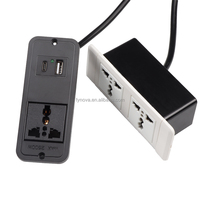 Câble d'extension Fynova Triple Prise Double USB Sans Soudure, Cordon de Charge Multi-Ports, Prise Encastrable pour Meubles UK AU CN