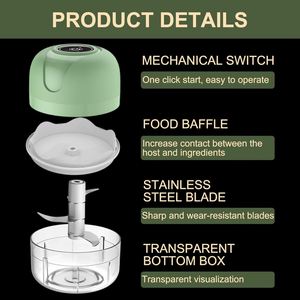 Electric Garlic <b>Chopper</b> <b>Vegetable</b> Cutter Stainless Steel USB 250ml Mini Multi-Function Eco-Friendly Kitchen Accessory Gift Box - Product Image 5