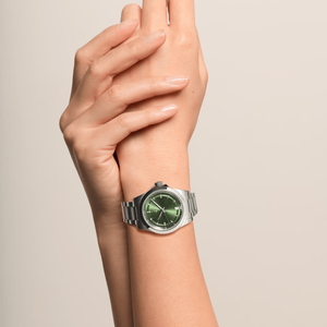 Reloj mecánico automático para hombre, esfera verde con efecto rayos de sol, marcadores de diamantes, correa de acero inoxidable, ventana de fecha, reloj de pulsera deportivo Longinesin - Product Image 2