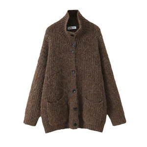 Cárdigan de Lana Sintética de Alpaca Happy Plus para Mujer, Talla Grande, Tejido Holgado, Cuello Alto, Prenda Exterior de Grosor Medio, Antipilling - Product Image 2