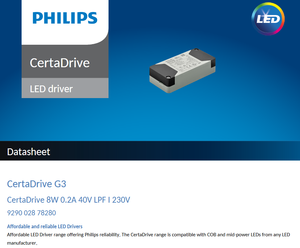 Fuente de Alimentación LED de Corriente Constante de Bajo Voltaje AC-DC CertaDrive de PHILIPS, 8W, 0.2A, 40V LPF I 230V, para Iluminación LED, Plástico - Product Image 2