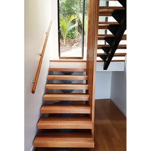 New Product Hot Product Standard Residential Thick Glass Price Indoor Stair Prefabricated Design Staircase Steel Wood Side Stair