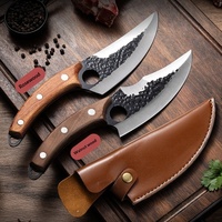 Couteau de boucher forgé à la main pour barbecue extérieur, en acier inoxydable, couteau de cuisine polyvalent pour chef avec manche en bois de rose