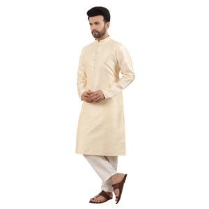 Buy Embroidered Stand-Collar Beige Woven Kurta Elegant Ethnic Wear <b>for</b> Festive and Traditional Occasions Kurta <b>Set</b> - Product Image 4