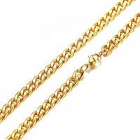 Collar de cadena de eslabones cubanos de Hip Hop para hombre, acero inoxidable chapado en oro, sin decoloración, joyería de declaración duradera