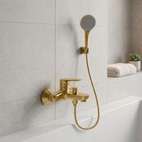 Robinet de baignoire cascade de luxe en laiton brossé doré mural de haute qualité pour douche
