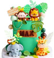 Set Hiasan Kue Safari Hutan Dekorasi Kue Selamat Ulang Tahun Singa Gajah Jerapah Monyet Perlengkapan Pesta Hewan Dekorasi Kue