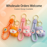 Groothandel Schattige Zachte PVC Honden Charm Sleutelhanger Bulk Tas Aanhangsel Party Favoren Aangepaste Logo Cadeau voor Kinderen Speelgoed Sleutelhanger