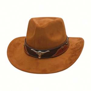 Sombrero Fedora Estilo Europeo Americano con Protección Solar para Hombre y Mujer, Sombreros Vaqueros de Primavera Verano con Banda OX para Parejas, Festival de Música - Product Image 5