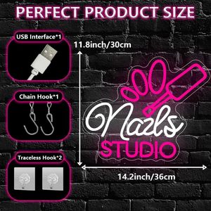 Nail salon LED neon <b>sign</b> USB powered transparent acrylic board shop window ambient light signage luminous letters customizable - Product Image 1