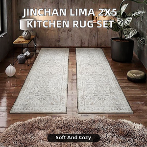 Alfombra de pasillo Jinchan <span class=keywords><strong>Lima</strong></span> para cocina, 2x5-2 piezas, vintage, lavable, floral, antideslizante, con base de goma, de polipropileno suave, para dormitorio - Product Image 2