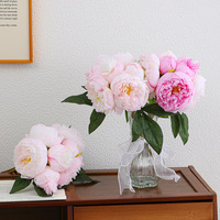 Bunga Peony Buatan 7 Tangkai, Tahan Lama, Realistis, untuk Dekorasi Rumah, Meja, Pernikahan, Buket Bunga Sutra Imitasi