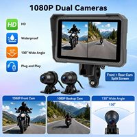 Sistema de Navegación Inalámbrico para Motocicleta Bestsonic, Cámara Dual 2K con Grabación en Bucle, Pantalla GPS Impermeable de 5'' para Moto