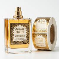 Étiquettes de parfum personnalisées en feuille d'or, résistantes à l'alcool, imperméables, autocollantes de luxe pour flacons de parfum en verre