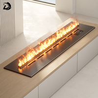 Cheminée électrique encastrable décorative en acier inoxydable avec humidificateur, flamme LED, design moderne et luxueux, télécommande, pour usage intérieur