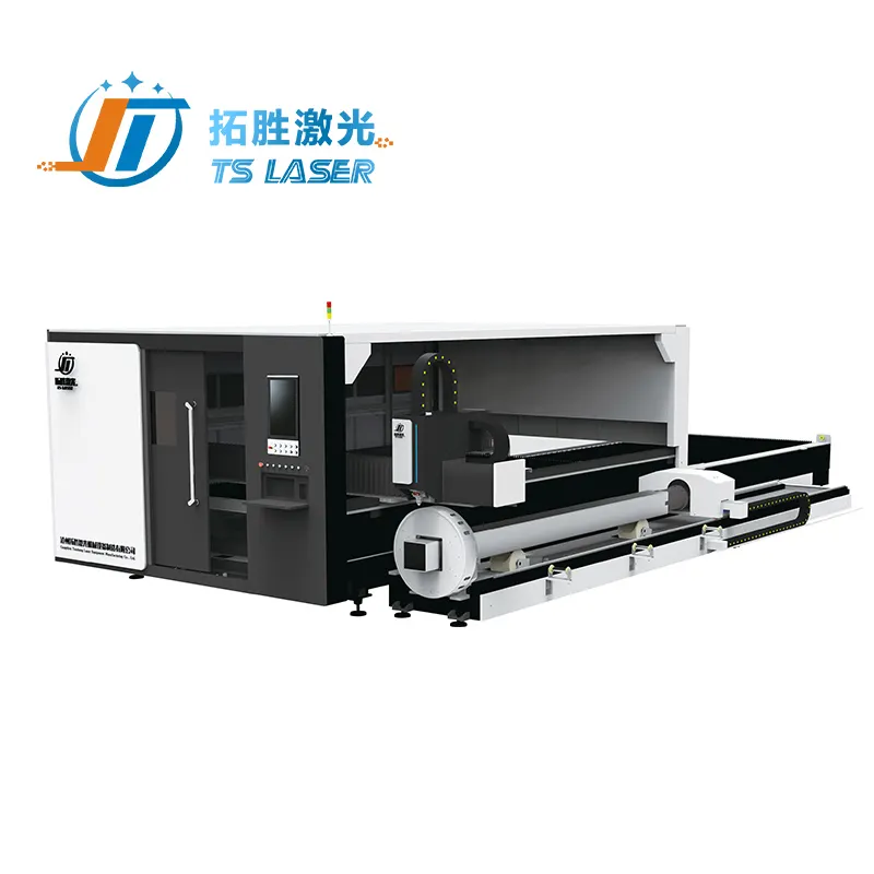 Tuosheng tubo e folha cnc dual-use fibra laser corte máquina 1kw 2kw 3kw 6kw 12kw tubo cortador com tampa completa