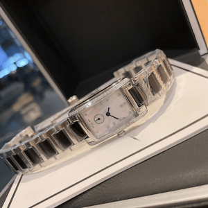 Women's <b>Rectangular</b> with Diamond Bezel Mother of Pearl Dial and Stainless Steel Bracelet for Elegant Wear Longinesing - Product Image 5