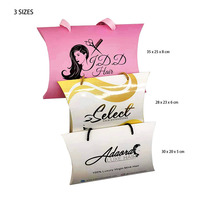 Paquet de boîtes cosmétiques personnalisées d'oreiller de cheveux en papier couché revêtement UV stratification mate pour l'emballage de perruque ruban biodégradable inclus