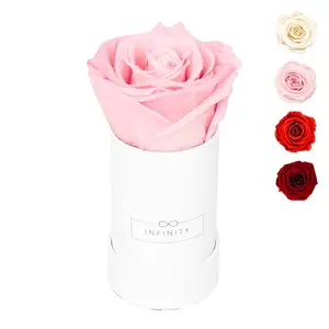 Caja de cubo de flores de círculo pequeño personalizado, caja de terciopelo de flores, Mini cajas de flores para ramos de flores para siempre rosa, venta al por mayor