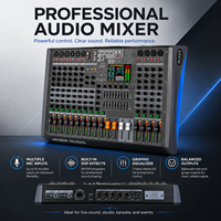 Console de mixage audio USB professionnelle 14 canaux avec 99 effets DSP, BT 48V pour enregistrement en direct, scène, système PA