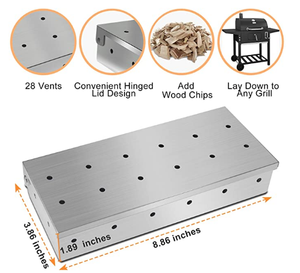 <span class=keywords><strong>Caja</strong></span> de acero inoxidable para asar <span class=keywords><strong>barbacoa</strong></span>, aspas de madera, parrilla de Gas o parrilla de carbón, accesorios - Product Image 2