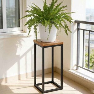 Soporte Moderno para <span class=keywords><strong>Plantas</strong></span> Altas, Estante Cuadrado de Metal y Madera para Macetas, para Interiores y Exteriores, para Sala de Estar, Balcón, Jardín, Mueble de Exhibición para el Hogar - Product Image 6
