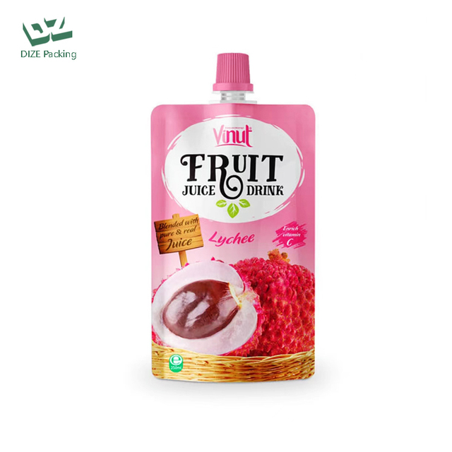 Factory Custom Fruit Juice Drinking Food Packaging Liquid Bag Spout Pouches With Spout for Peaches/Strawberry/Orange Juice