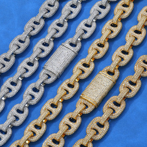 Collar de Cadena Cubana Baguette Chapado en Oro Grueso con Zirconia Iced Out de 12mm, Joyería de Moda de Gran Venta - Product Image 3