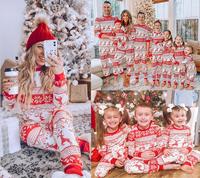 Conjunto Personalizado de Pijamas Europeos y Americanos para Bebés y Niños Ropa de Casa Conjunto de Pijamas Navideños Familiares Ropa a Juego para la Familia