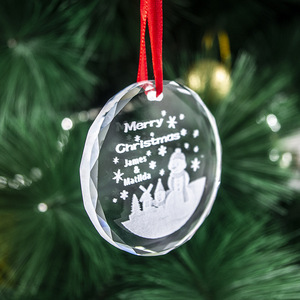 2026 <b>Cheap</b> Wholesale Customized Patterns Logo Blank Xmas Ornaments Decoration Customized <b>Crystal</b> Glass Christmas Ornaments - Product Image 2