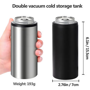 12オンス缶タンブラーカップステンレススリムカスタムコーヒーカップ黒缶クーラードリンク冷たいビールマグカップパーティー用 - Product Image 5