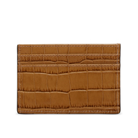 Porte-cartes de crédit et d'identité en cuir de crocodile, fin, avec impression de logo personnalisée, blocage RFID, poche avant, sans fermeture, vente en gros