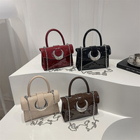 Sac fourre-tout/bandoulière texturé pour femme, style luxe léger, nouveau, couleur unie, en PU, avec chaîne et doublure en nylon, sac tendance