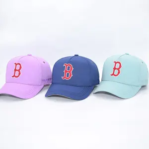 B letter embroidered baseball cap customized five pieces baseball sports cap European and American brand sports baseball cap
