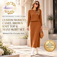 Ensembles de jupes 2 pièces pour femmes, robe pull à manches longues pour l'automne, robe midi en tricot décontractée, tenues de voyage, vêtements d'hiver