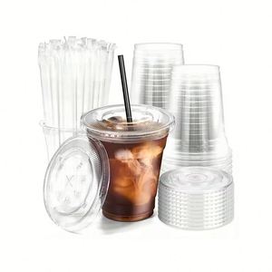 Vasos Desechables Ecológicos de PLA de Pared Simple, Biodegradables, Transparentes, de 9oz, 12oz y 32oz con Tapa para Bebidas Frías - Product Image 2