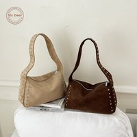 Sac à main femme personnalisé à bandoulière unique 2026, sac à l'épaule vintage en daim à rivets pour filles