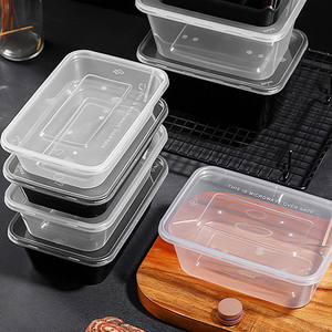 Boîte en PP de qualité alimentaire, compatible micro-ondes, 3 compartiments, rectangulaire, noire, boîte à lunch en PP avec couvercles - Product Image 6