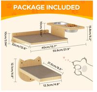 Étagères murales pour chat personnalisées en bois, meubles avec 3 marches, étagère d'alimentation pour chat avec 2 gamelles, mangeoire, lit mural