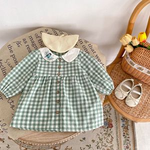 Robe à carreaux pour petites filles, manches longues, en coton, pour bébés filles, collection Printemps - Product Image 4