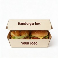 Boîte d'emballage alimentaire en papier kraft pour vente en gros de fast-food à emporter, pour hamburgers, poulet, frites, pizza, avec couvercle articulé