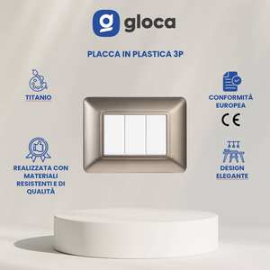 Juego de 3 Placas de Enchufe de Pared de Plástico Gloca 3P con Acabado de Titanio para Uso Residencial - Product Image 3