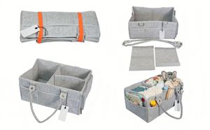 Large Diaper Caddy Organizer with Handle Neutral Boy Girl Baby Felt Basket for Nursery <b>Car</b> Changing <b>Table</b> - Product Image 6