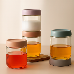 Bocaux en verre écologiques à large bouche couvercles hermétiques 16oz conteneurs de stockage de yaourt d'avoine de nuit salade nourriture collations stockage d'épices - Product Image 1